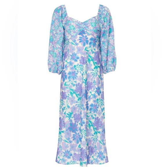 EUC Louna Blue Floral Midi Dress - Picture 3 of 9